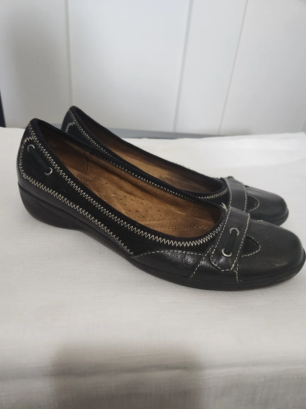 Naturalizer Women's Black Leather Casual Mary Jane Flats-Size 8.5